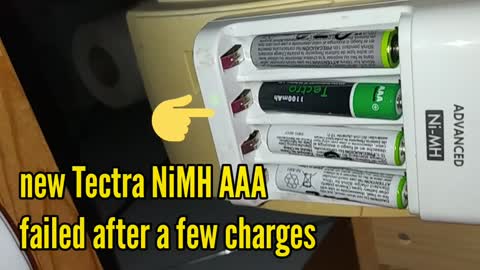 new Tectra NiMH AAA failed after a few charges