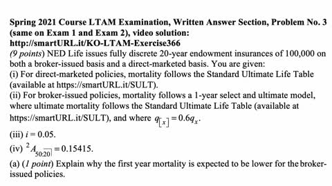 Exam LTAM exercise for August 1, 2021