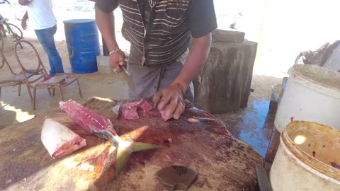 Amazing Trevally Fish Cutting Skills