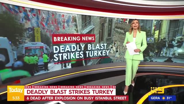 vTurkey explosion leaves six dead in Istanbul | 9 News Australia