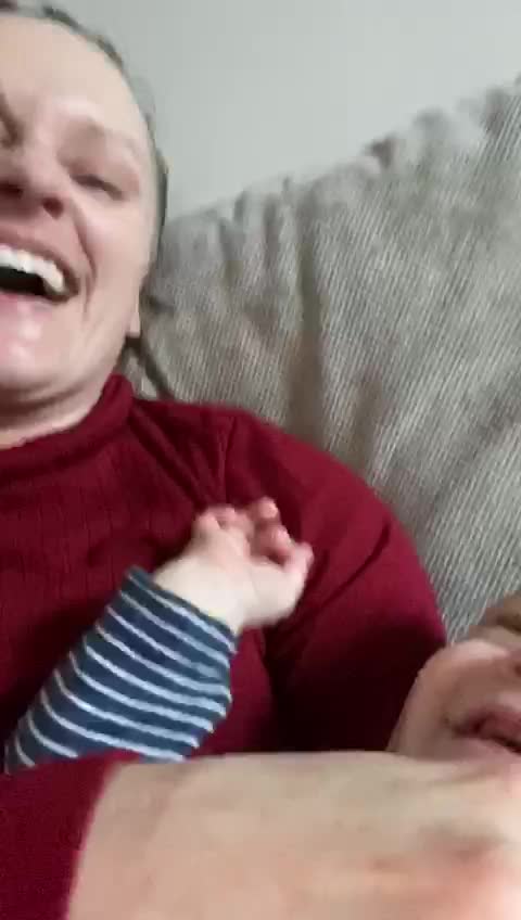 Happy baby belly laughs