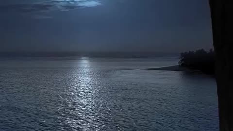 The night moon and the sound of the sea