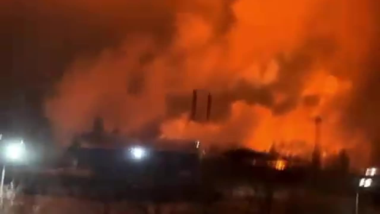 Ukrainian suicide drones striking the Novolipetsk Metallurgical Plant in Lipetsk.