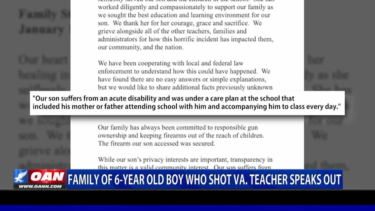 Family of 6-year old boy who shot VA. teacher speaks out