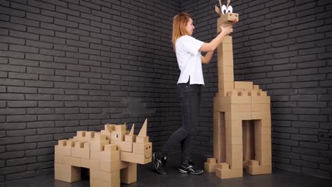 DIY Giant Lego Block Cardboard Figures