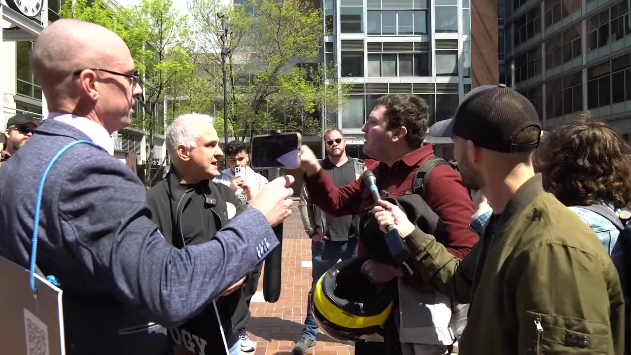 This furious leftist individual in Portland, Oregon believes he is morally superior enough