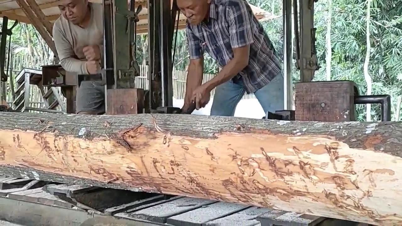 The Best Method And Results Sawing Red Mahogany Wood For Making Expensive Board Materials