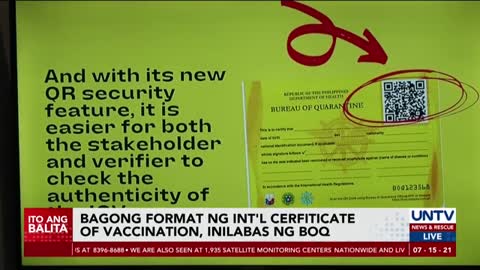 Bagong format ng Int'l Certificate of Vaccination, inilabas ng Bureau of Quarantine