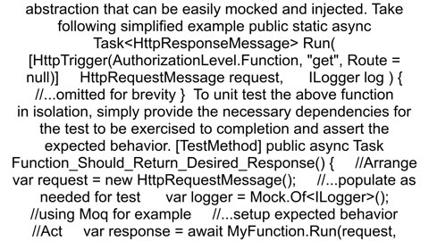 How to write unit test for azure function Httptrigger with ILogger