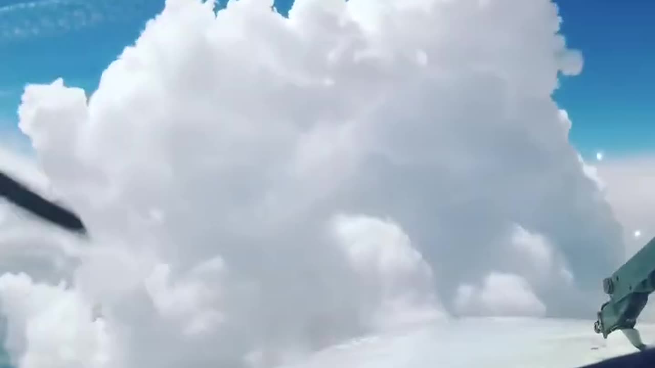 Airplane Hits Clouds in Icy Condition in the Sky