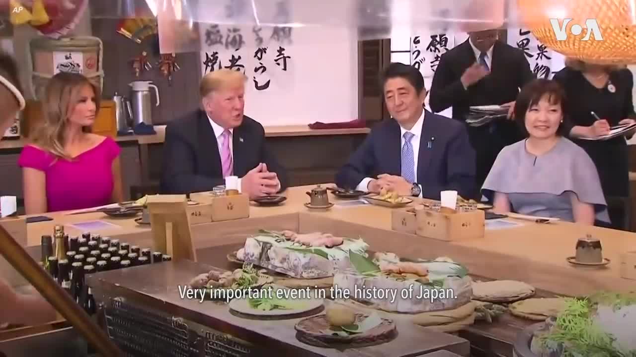 US President Trump and Japan's PM Abe Sit Down for Traditional Japanese Dinner | VOANews