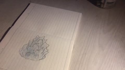 "A stop motion animation of a notebook burning brightly in blue flames."