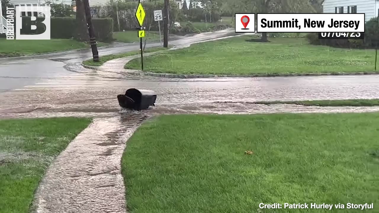 A TRASHY 4TH OF JULY! Trash Can FLOATS Down New Jersey Street After Flooding