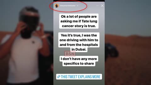 Tristan Tate Speaks Out About Andrew's Cancer