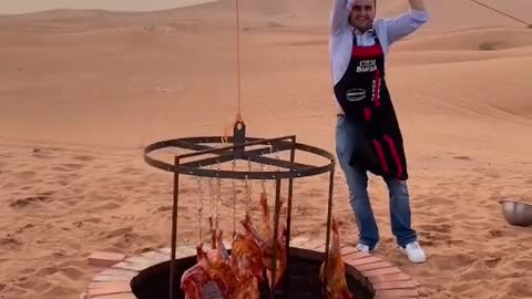 Mr. chief Dig and Build huge Oven in the middle of the dessert to cook delicious food.mp4