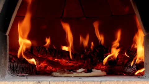 Pizza inside the oven