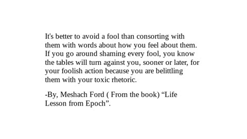 LIFE LESSON FROM EPOCH