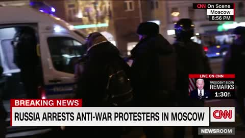 Live from Moscow, demonstrators protesting Russia's invasion of Ukraine are being arrested