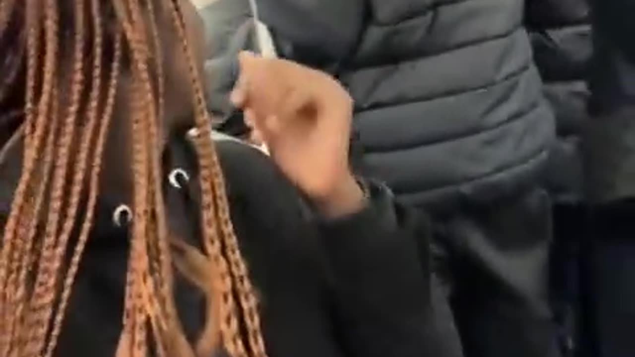 A group of anti-Israel demonstrators on the Paris subway