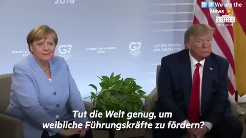 Angela Merkel laughs after President Trump said that he has German Blood
