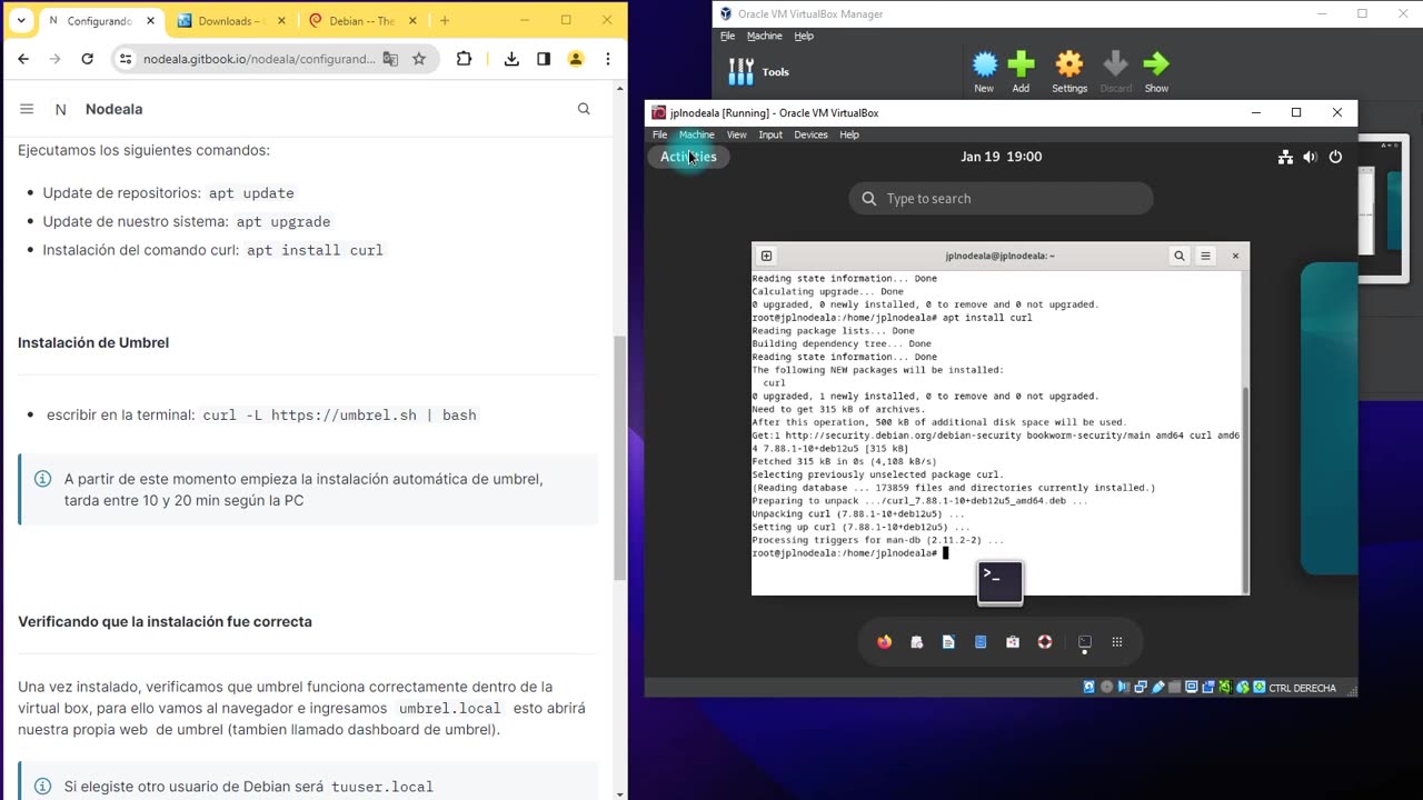 Nodo bitcoin lightning Network en Virtual Box Debian Umbrel