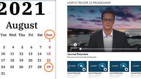 JT de Polynésie 1ere du dimanche 29 (ou 27 ?) août 2021