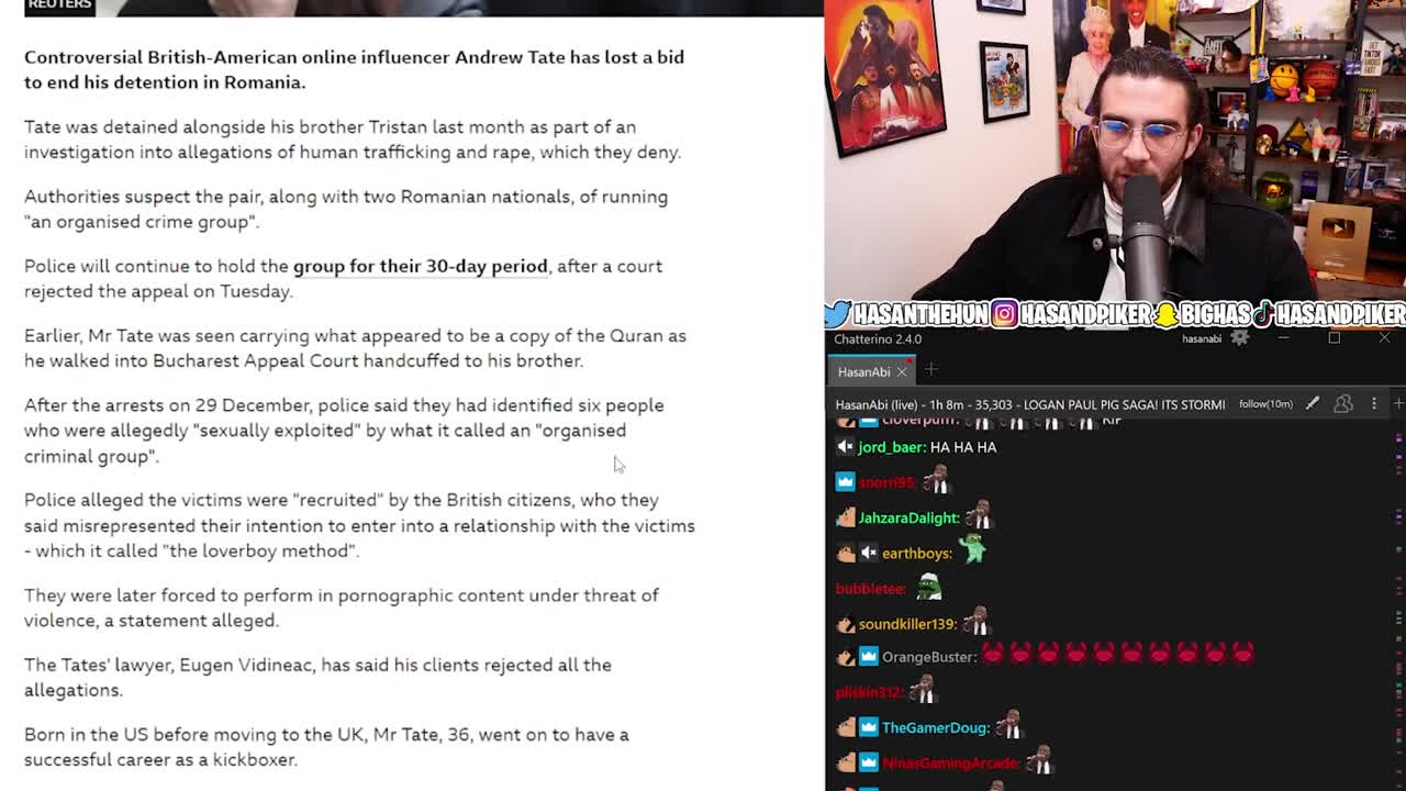 Andrew Tate Loses In Court??? Hasan Reacts
