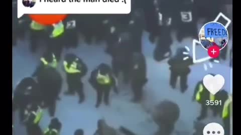 Ottawa protestor trampled by horses body dragged by police force