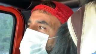 Chimpanzee wears face mask for Corona virus