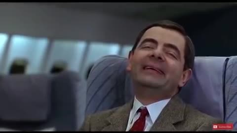 Mr bean take a photos n plane