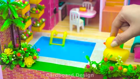 DIY Miniature House #61 _ Build 2 Storey Summer Villa with Swimming Pool, Two Bedroom and More