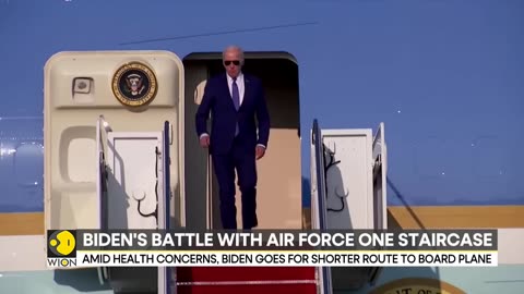 US President Joe Biden uses shorter retractable staircase to board his plane| latest news