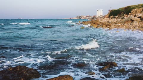 Beautiful sea waves drone footage