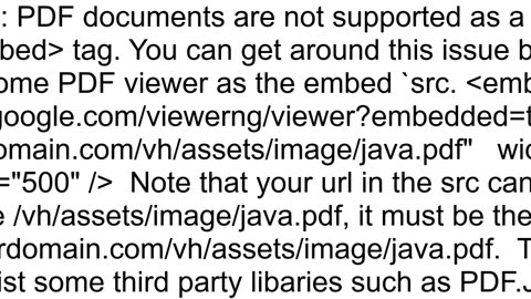 Display not download pdf using embed tag