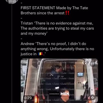 First Statement From Tristan Tate Since Arrest