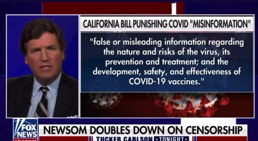 Tucker on California’s new bill signed by Newsom that will “punish doctors for the crime of disagreeing with Gavin Newsom”