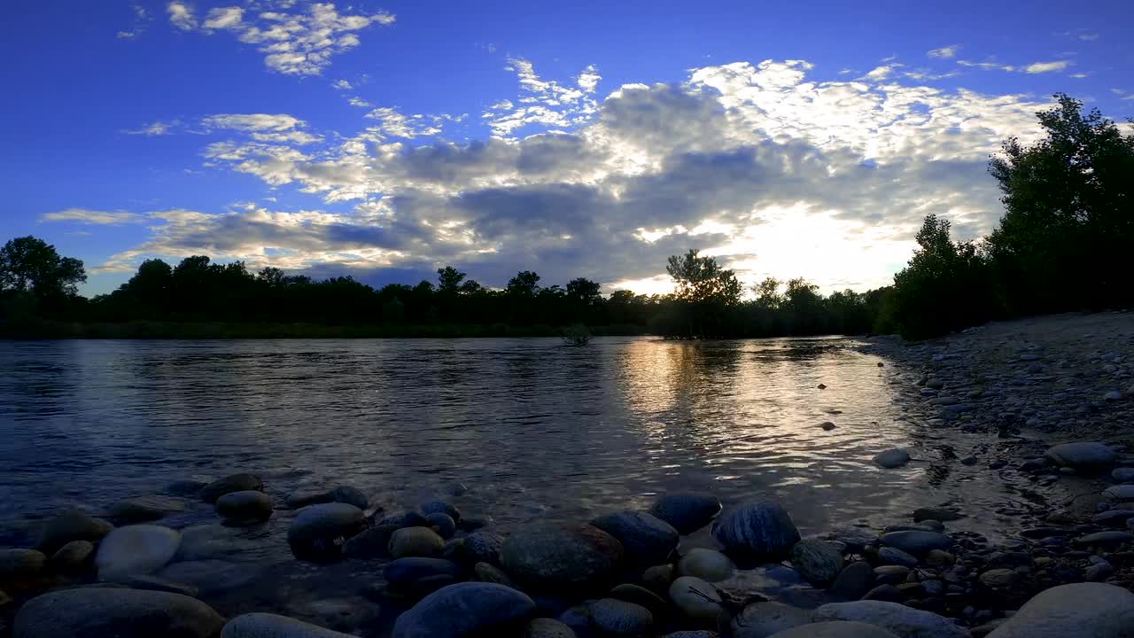Sunset River Clouds Water Sky Sun Nature Plant