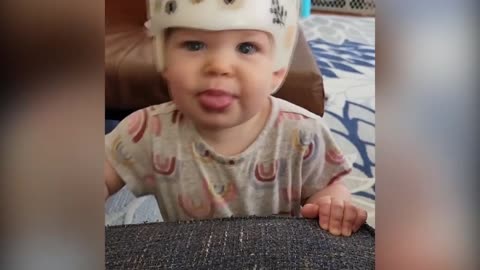 Baby copying his mother, with fart sounds and fake cute Laugh