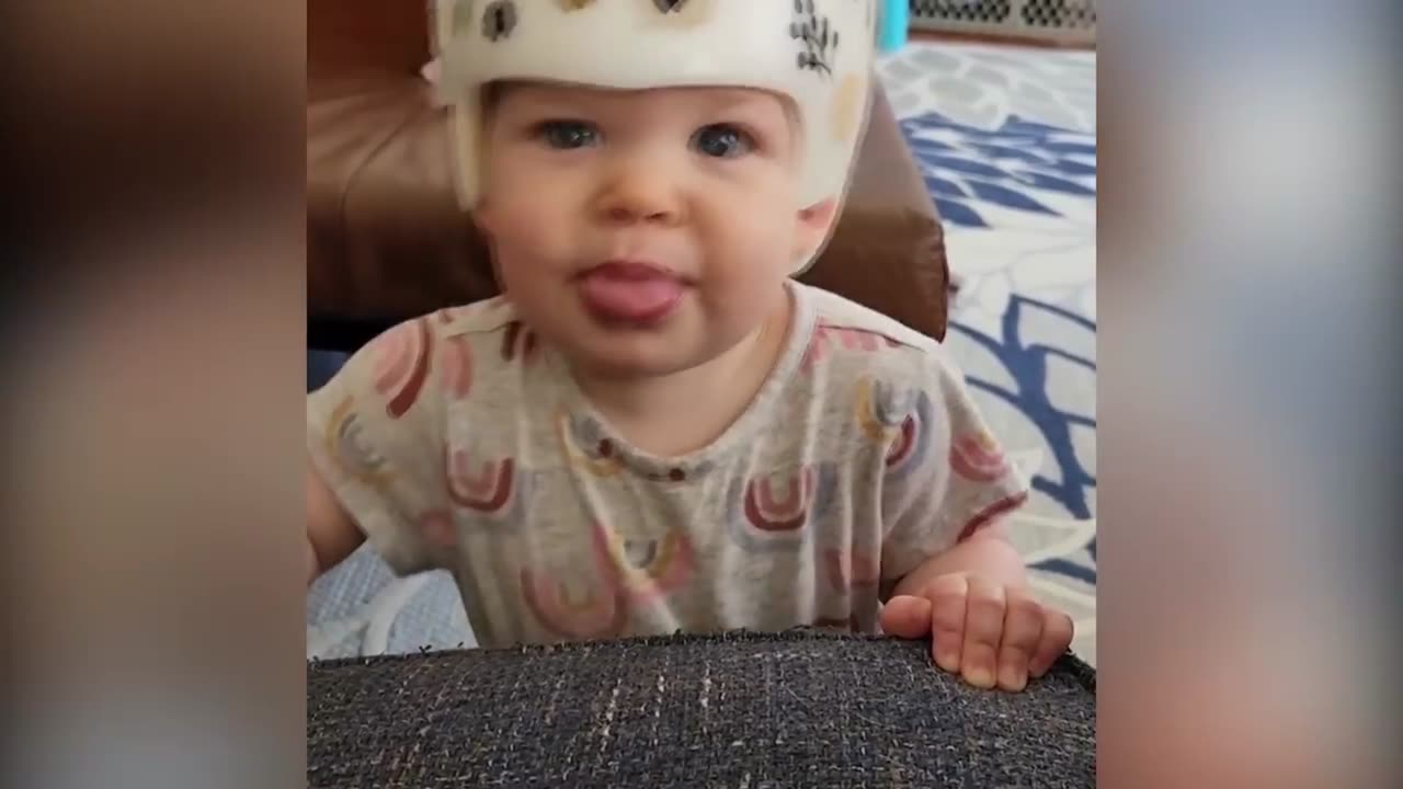 Baby copying his mother, with fart sounds and fake cute Laugh