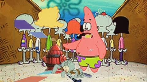 Squidward Is Playing With Tiles While Patrick Talks To A Fire Hydrant