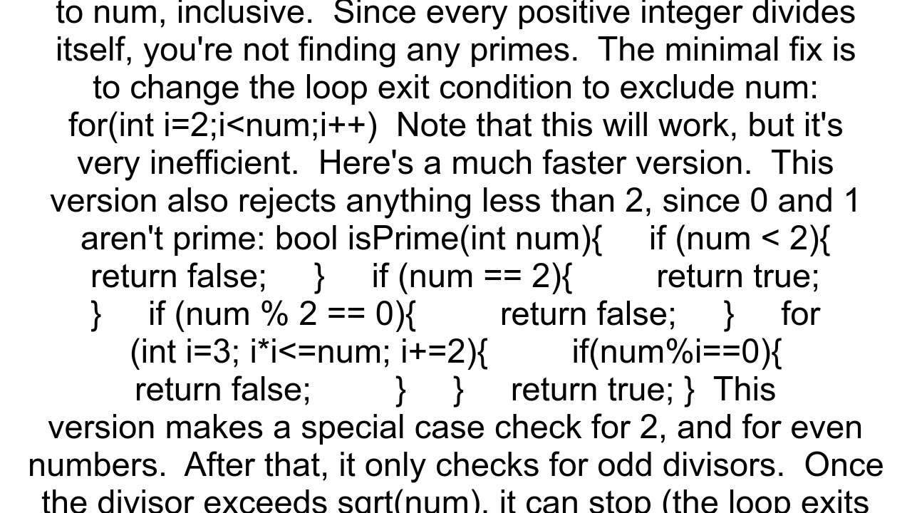 i39m writing a cpp program to print all prime numbers between two numbers Program is running succe