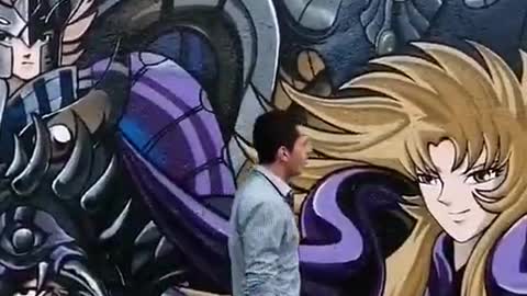 Incredible mural of Saint Seiya on public roads