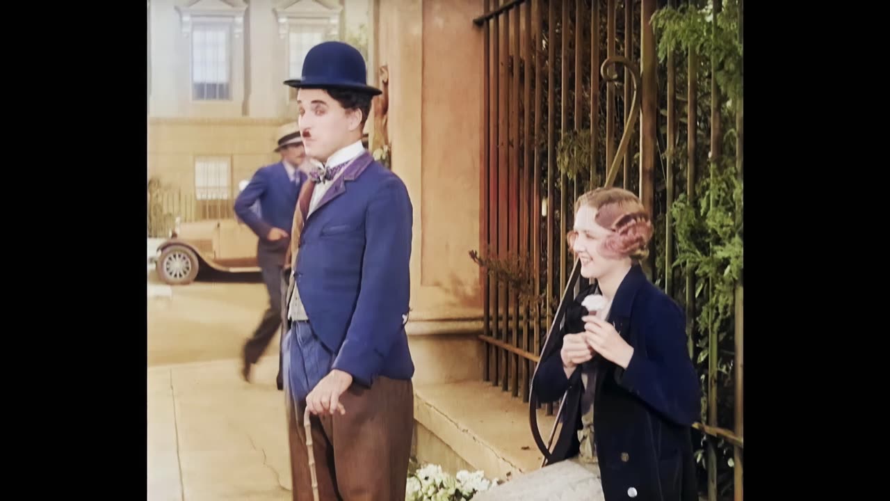 Charles Chaplin Virginia Cherrill City Lights 1931 colorized remastered 4k