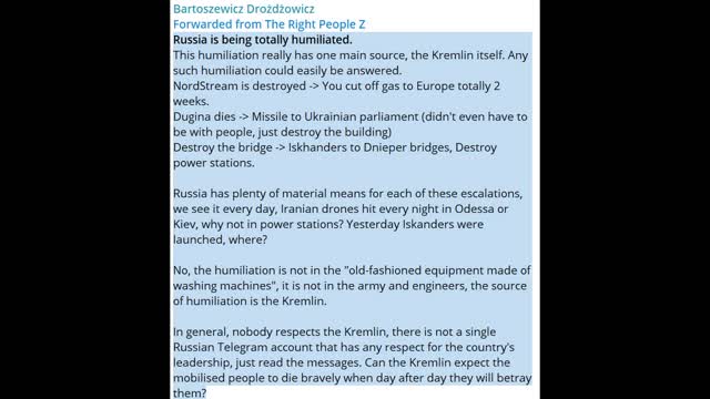 "Russia is being totally humiliated."