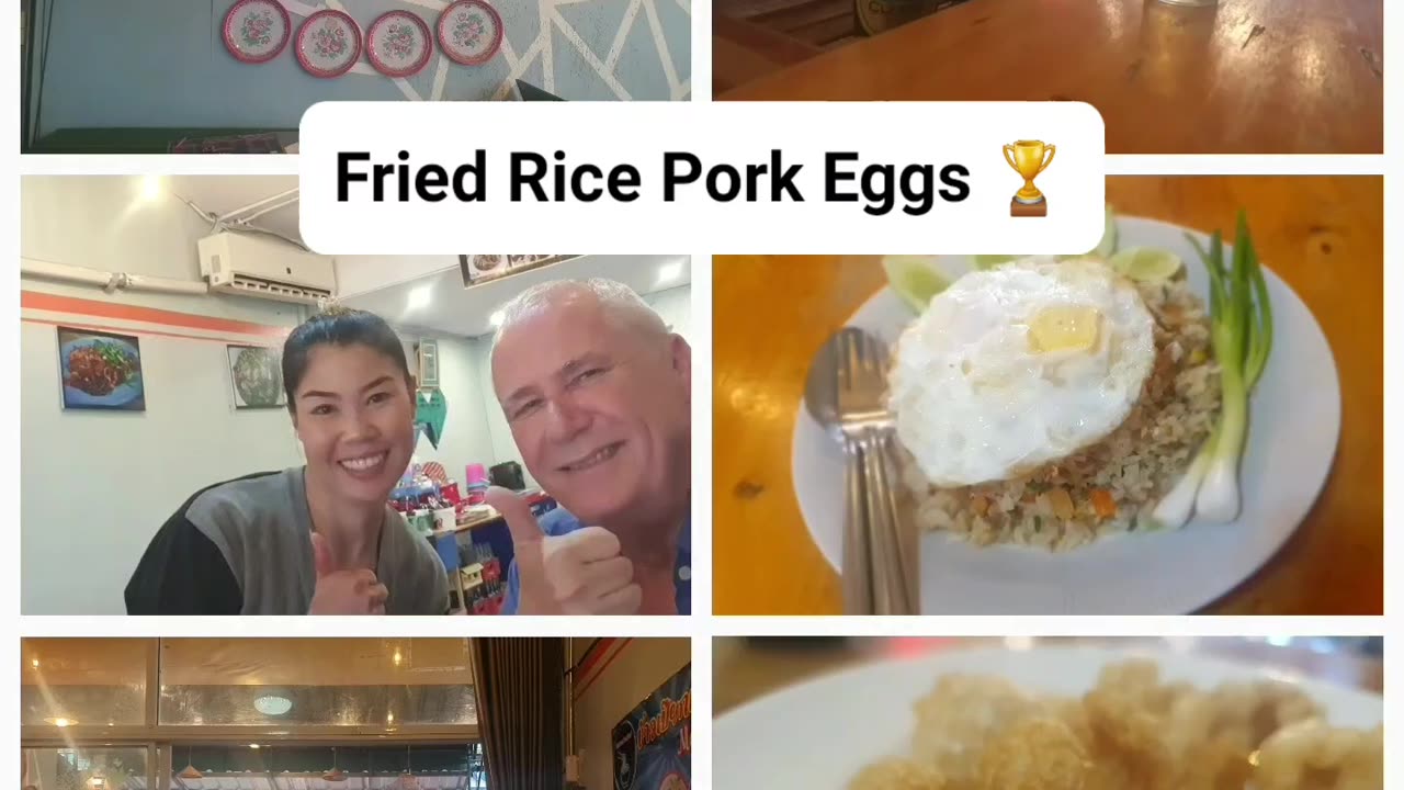 Fried Rice Pork Eggs = Winning in Udon Thani Issan Thailand on Tuesday Twilight on Coffee Chill TV