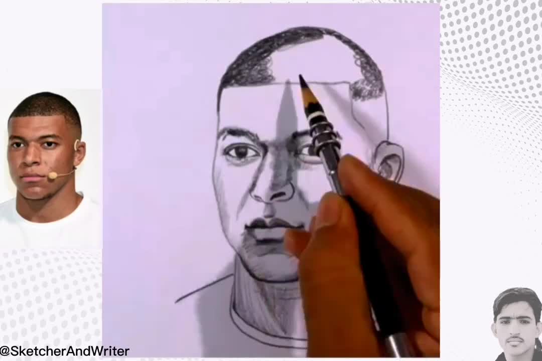 Kylian Mbappe from France Sketch How to draw step by step
