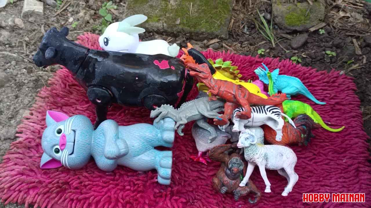 Membersihkan dinosaurus sapi bebek angsa gajah ayam kucing kambing monyet zebra kelinci #animals