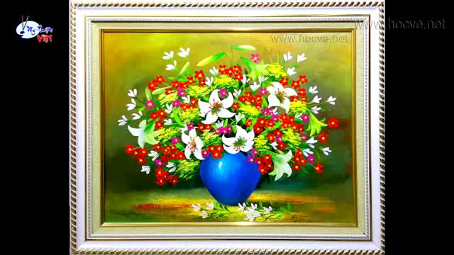 Still pictures of flowerpot with oil painting material