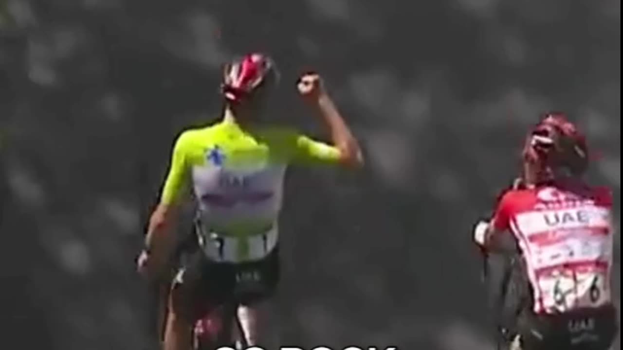 Cyclists play rock, paper, scissor to decide who is the winner