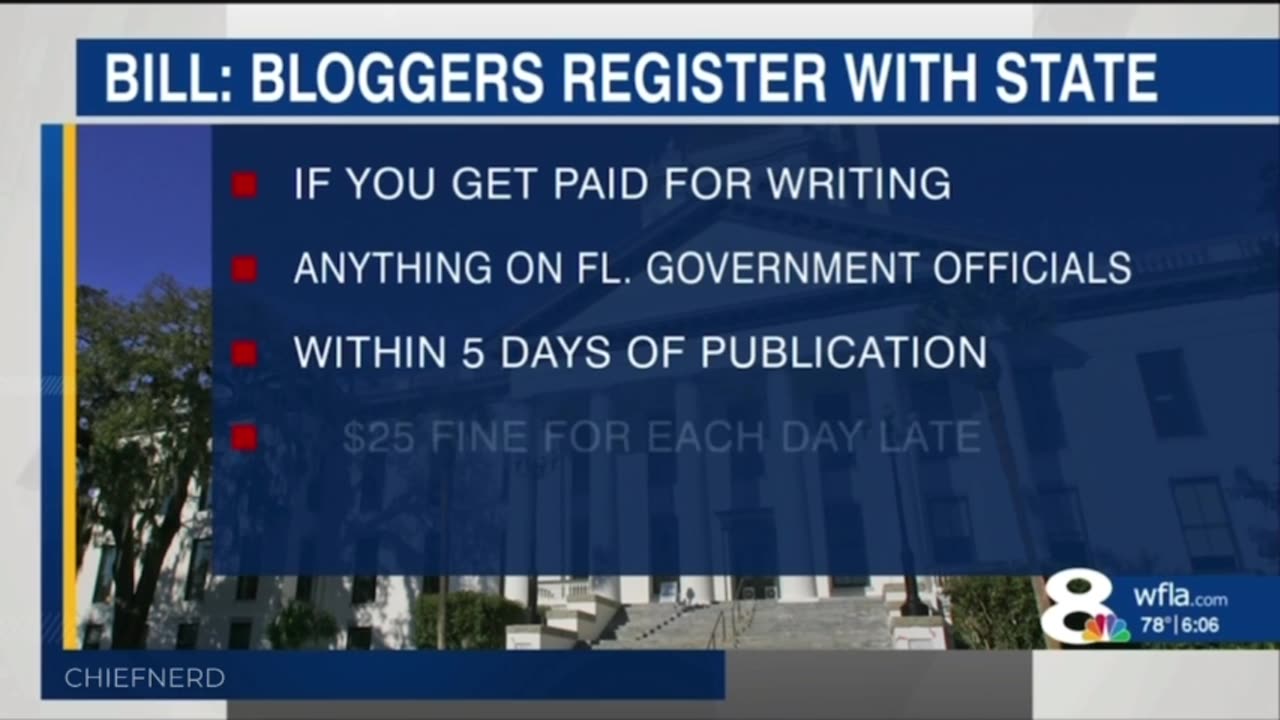 New Florida Bill Would Require Bloggers Who Cover FL Gov. Officials To Register w/ State